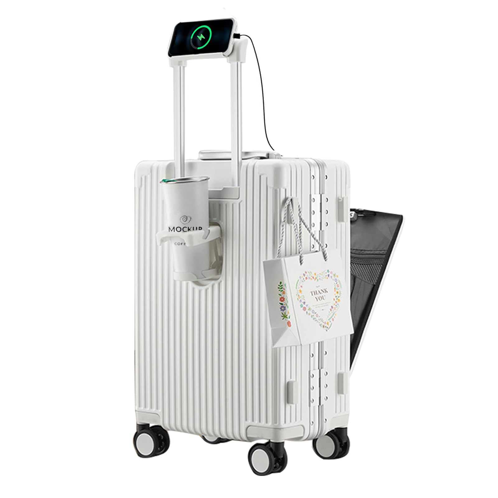 Aluminium Frame PC Hard Shell Spinner Wheels Luggage,20.8"X15"X8.7 Airline