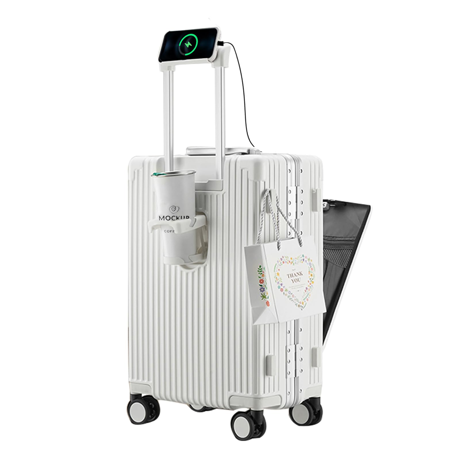Aluminium Frame PC Hard Shell Spinner Wheels Luggage,20.8"X15"X8.7 Airline