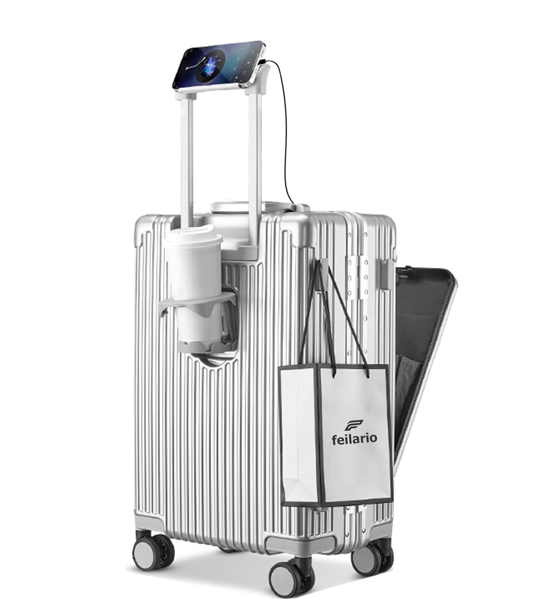 Aluminium Frame PC Hard Shell Spinner Wheels Luggage,20.8"X15"X8.7 Airline