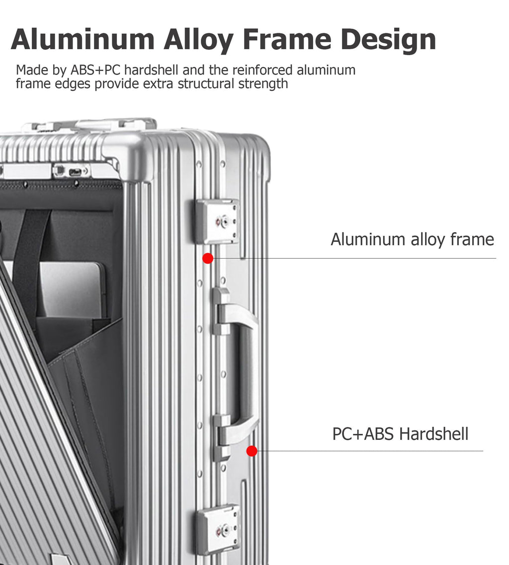 Aluminium Frame PC Hard Shell Spinner Wheels Luggage,20.8"X15"X8.7 Airline
