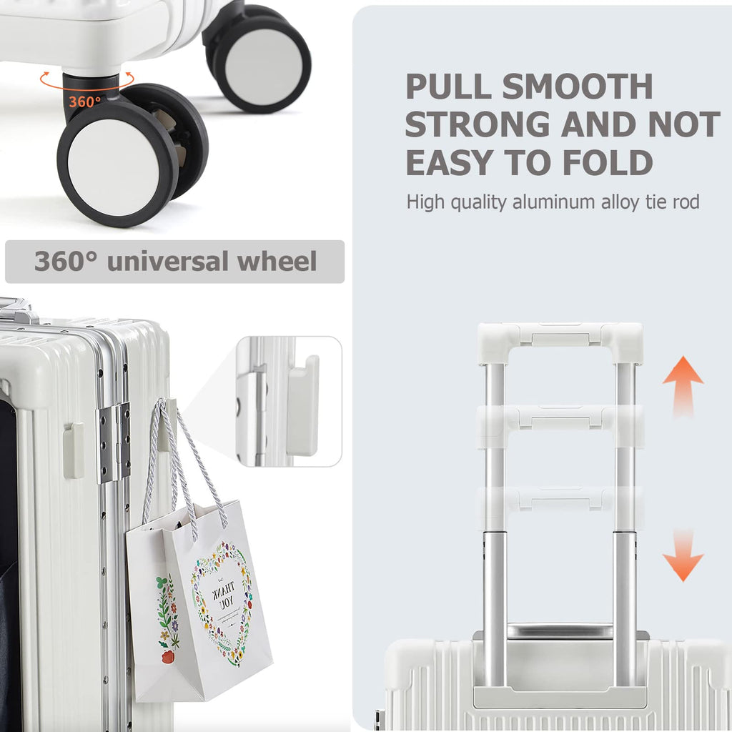 20.8"X15"X8.7 Airline Approved Built-In TSA lock Carry on Suitcase, with Cup Holder, USB Port, Phone Holder