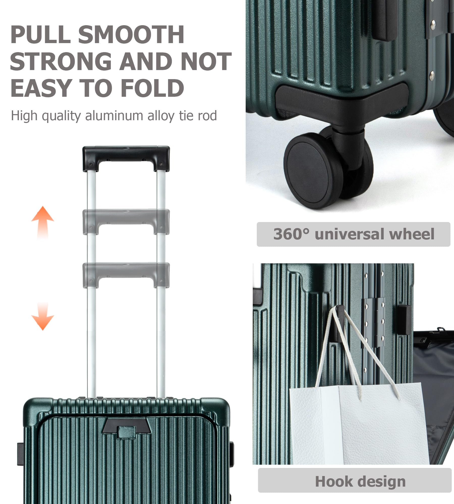 20.8"X15"X8.7 Airline Approved Built-In TSA lock Carry on Suitcase, with Cup Holder, USB Port, Phone Holder