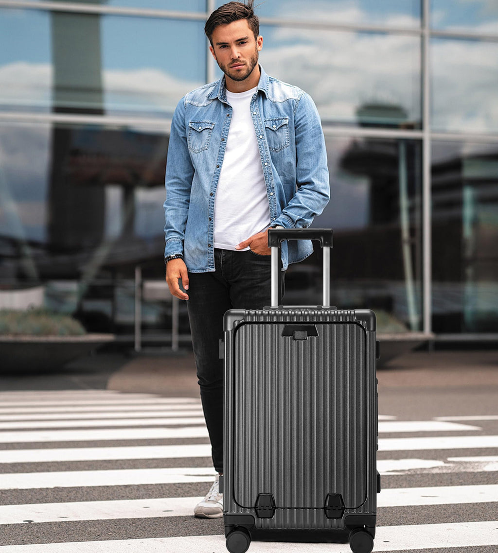 Aluminium Frame PC Hard Shell Spinner Wheels Luggage,20.8"X15"X8.7 Airline
